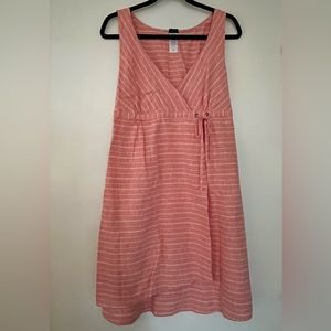 Patagonia Island Hemp Crossover Dress Orange Stripe Organic Cotton Faux 10
